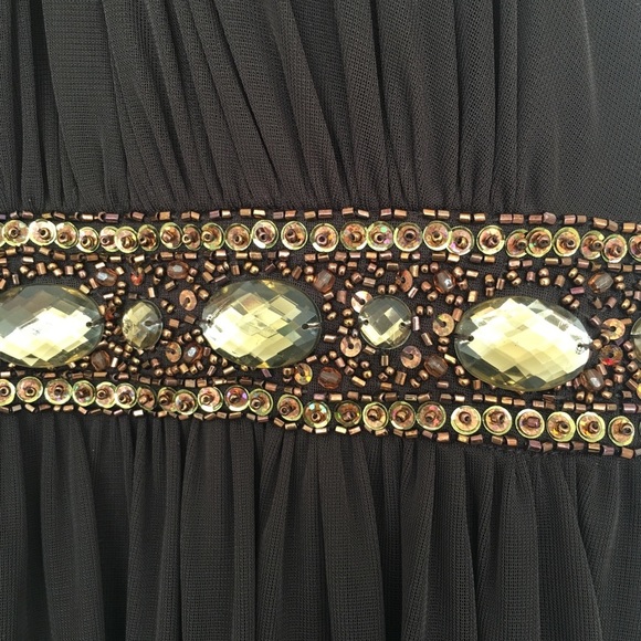 EUC Cache short brown beaded formal cocktail dress - Picture 3 of 6